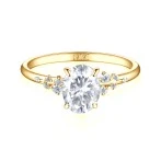 Ovaline - Moissanite Ring with Minimalistic Side Stones Ovaline - Moissanite Ring with Minimalistic Side Stones