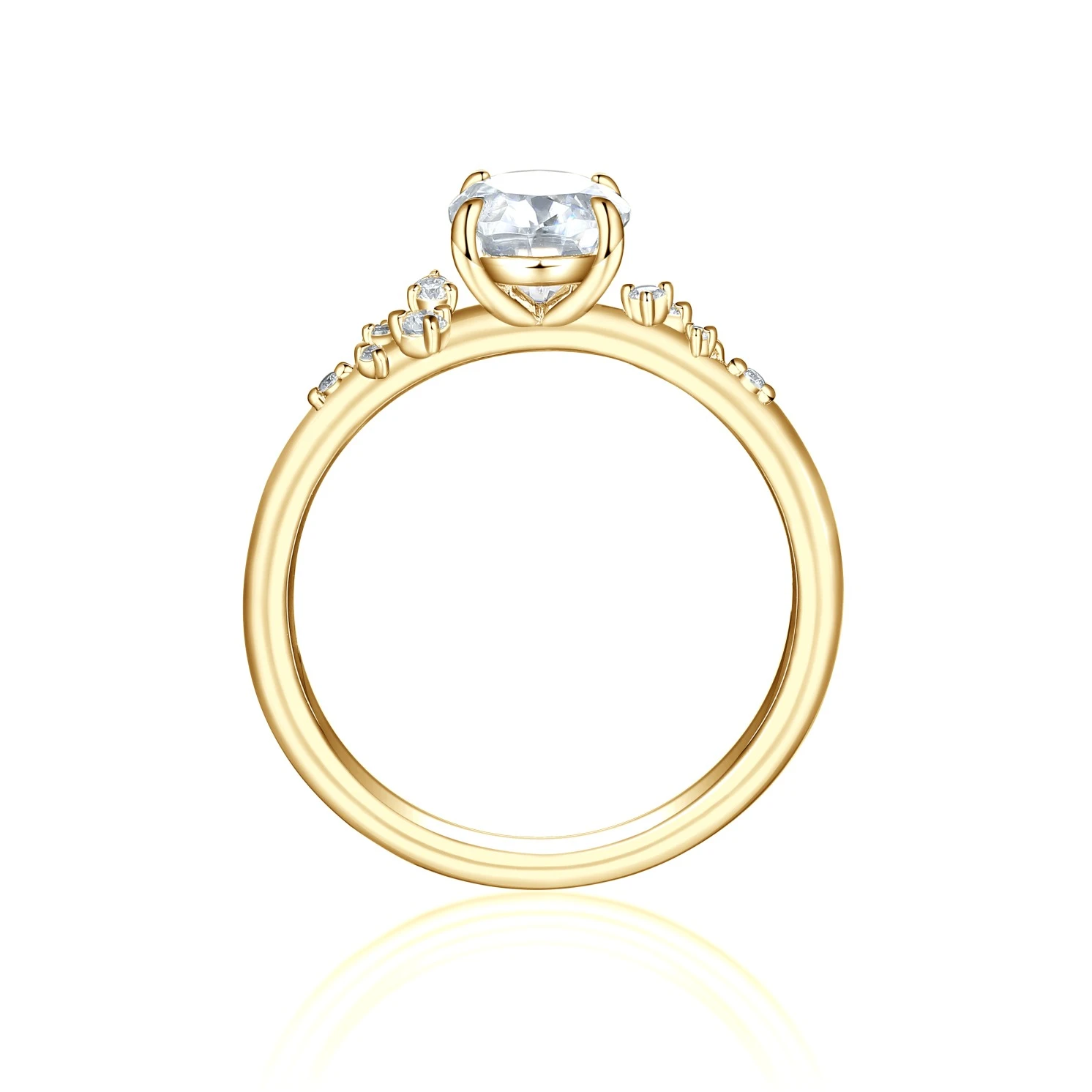 Ovaline - Moissanite Ring with Minimalistic Side Stones Ovaline - Moissanite Ring with Minimalistic Side Stones