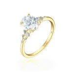 Ovaline - Moissanite Ring with Minimalistic Side Stones Ovaline - Moissanite Ring with Minimalistic Side Stones