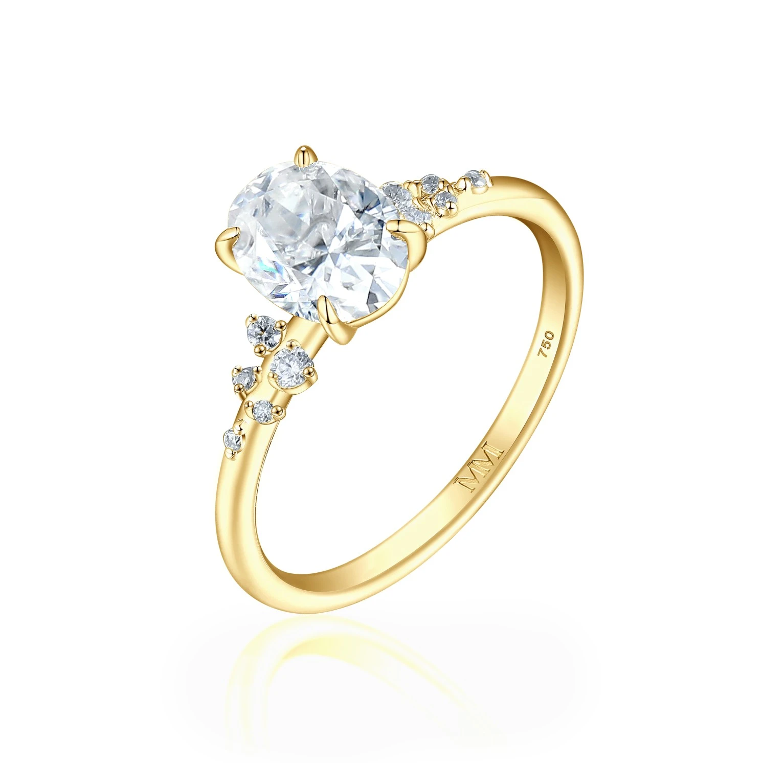 Ovaline - Moissanite Ring with Minimalistic Side Stones Ovaline - Moissanite Ring with Minimalistic Side Stones