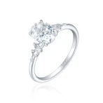Ovaline - Moissanite Ring with Minimalistic Side Stones Ovaline - Moissanite Ring with Minimalistic Side Stones