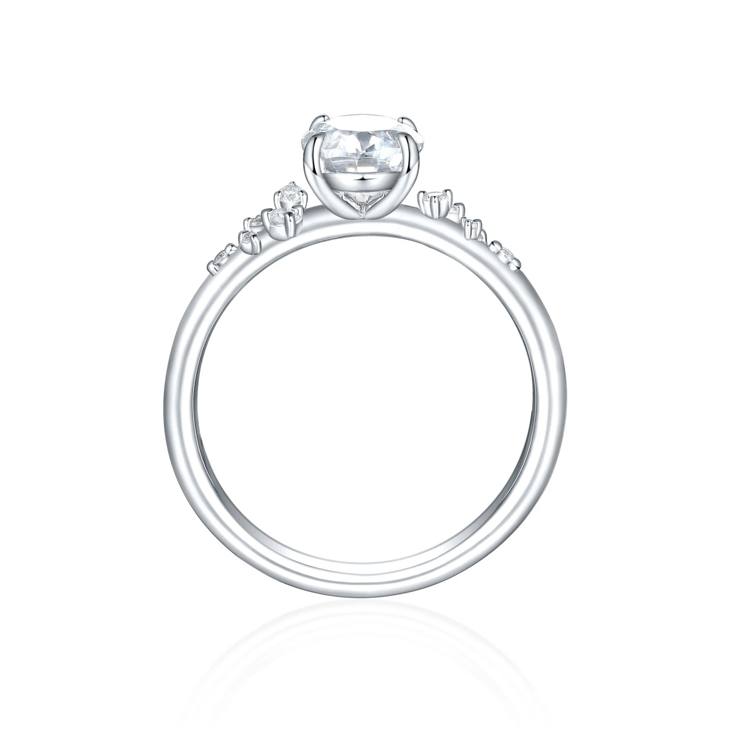 Ovaline - Moissanite Ring with Minimalistic Side Stones Ovaline - Moissanite Ring with Minimalistic Side Stones