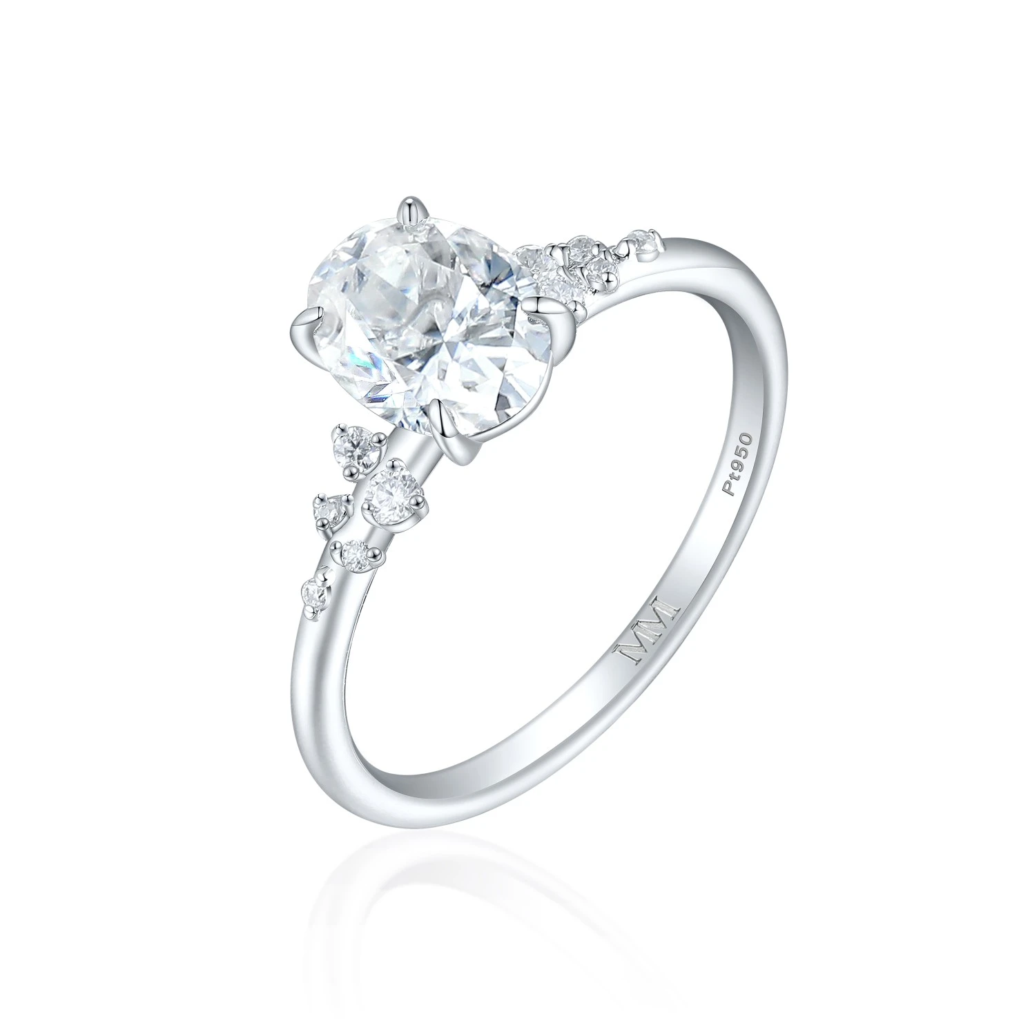 Ovaline - Moissanite Ring with Minimalistic Side Stones Ovaline - Moissanite Ring with Minimalistic Side Stones