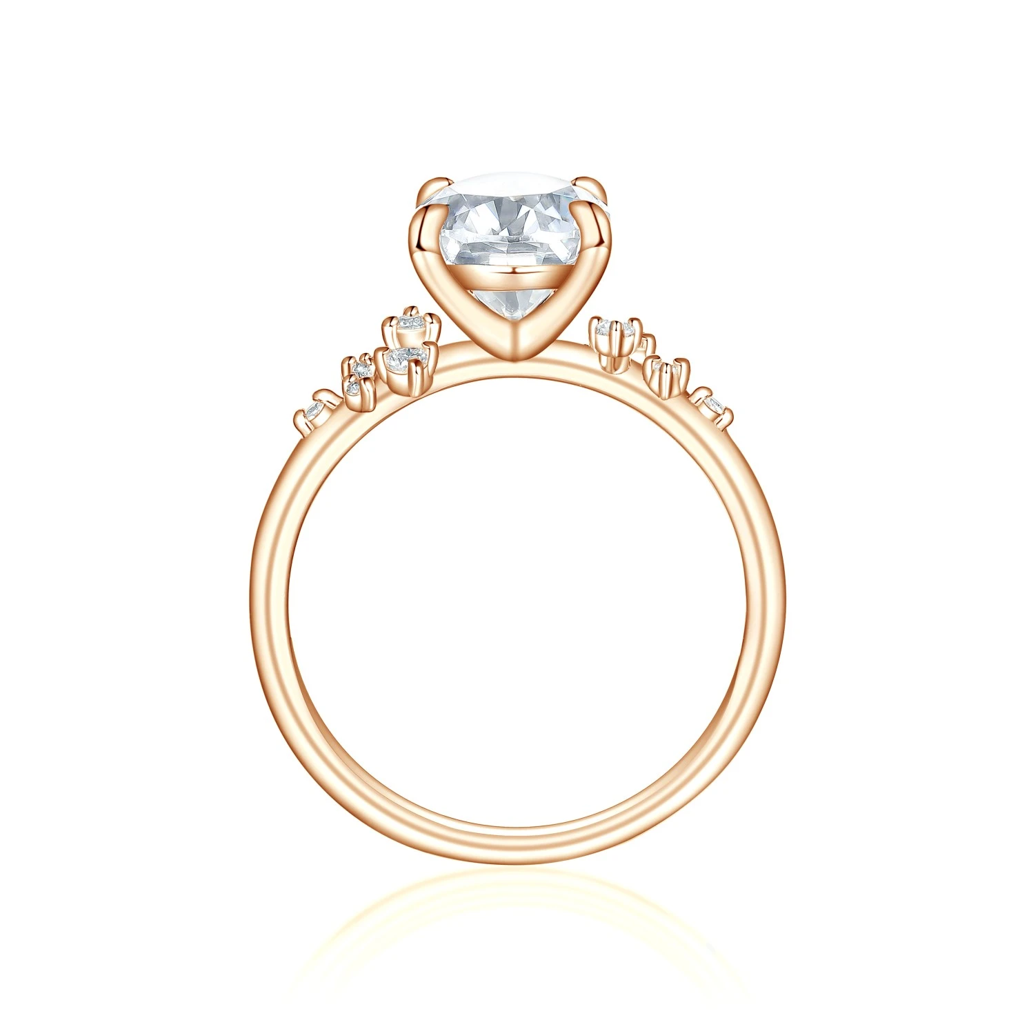 Ovaline - Moissanite Ring with Minimalistic Side Stones Ovaline - Moissanite Ring with Minimalistic Side Stones