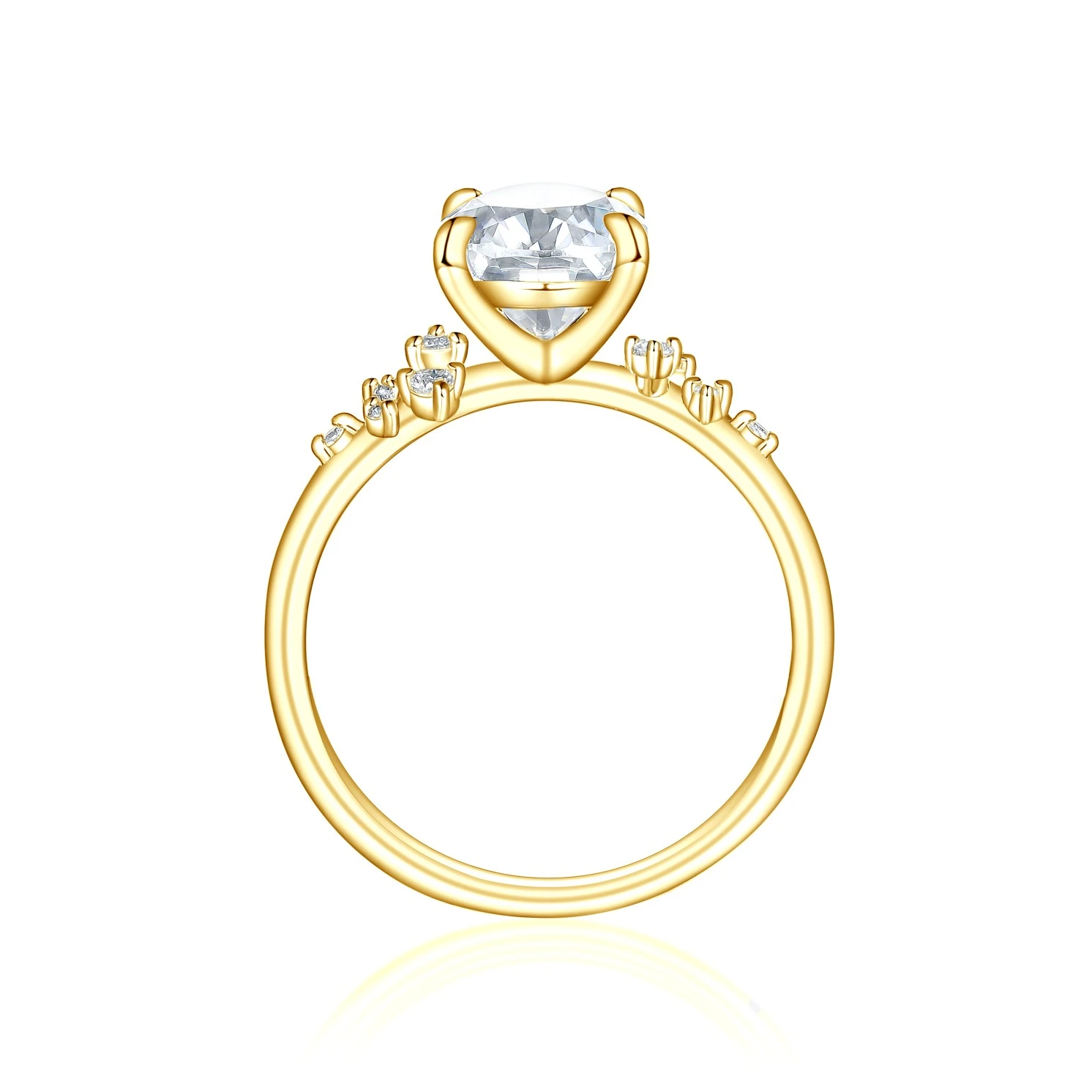 Ovaline - Moissanite Ring with Minimalistic Side Stones Ovaline - Moissanite Ring with Minimalistic Side Stones