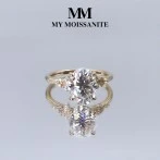 Ovaline - Moissanite Ring with Minimalistic Side Stones Ovaline - Moissanite Ring with Minimalistic Side Stones