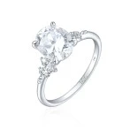 Ovaline - Moissanite Ring with Minimalistic Side Stones Ovaline - Moissanite Ring with Minimalistic Side Stones