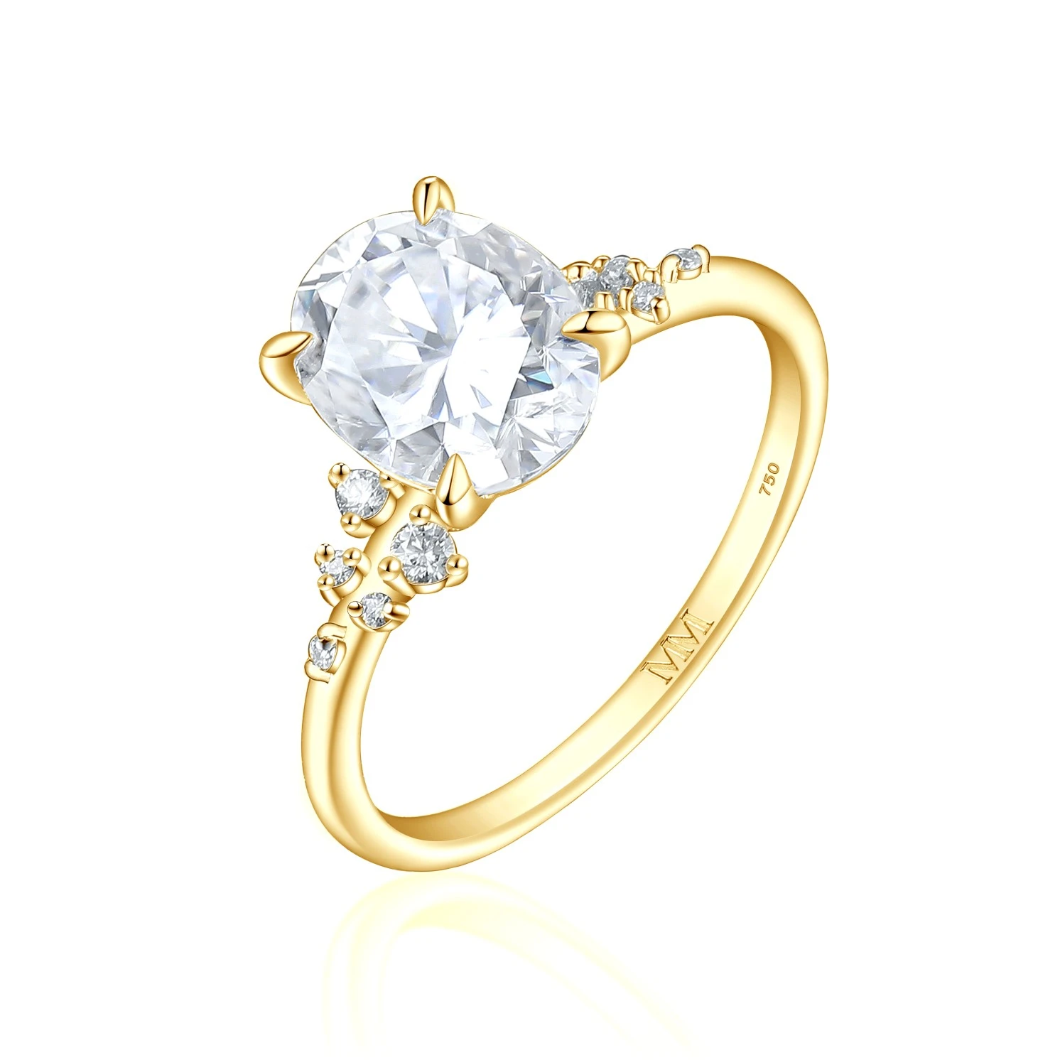 Ovaline - Moissanite Ring with Minimalistic Side Stones Ovaline - Moissanite Ring with Minimalistic Side Stones