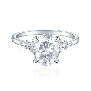 Ovaline - Oval Moissanite Ring with Minimalistic Side Stones