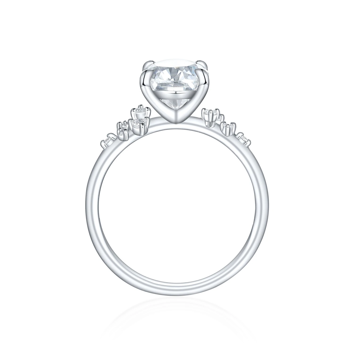 Ovaline - Moissanite Ring with Minimalistic Side Stones Ovaline - Moissanite Ring with Minimalistic Side Stones