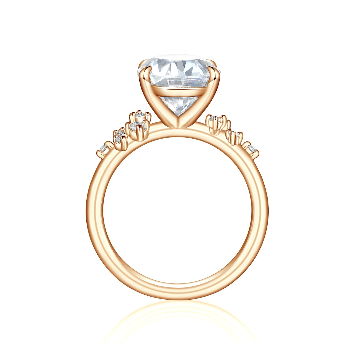 Ovaline - Moissanite Ring with Minimalistic Side Stones Ovaline - Moissanite Ring with Minimalistic Side Stones