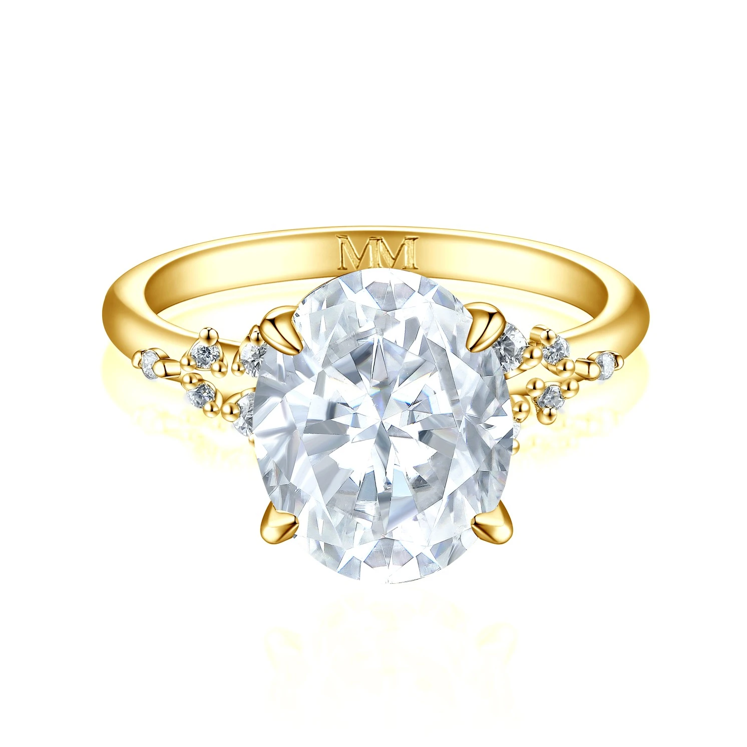 Ovaline - Moissanite Ring with Minimalistic Side Stones Ovaline - Moissanite Ring with Minimalistic Side Stones