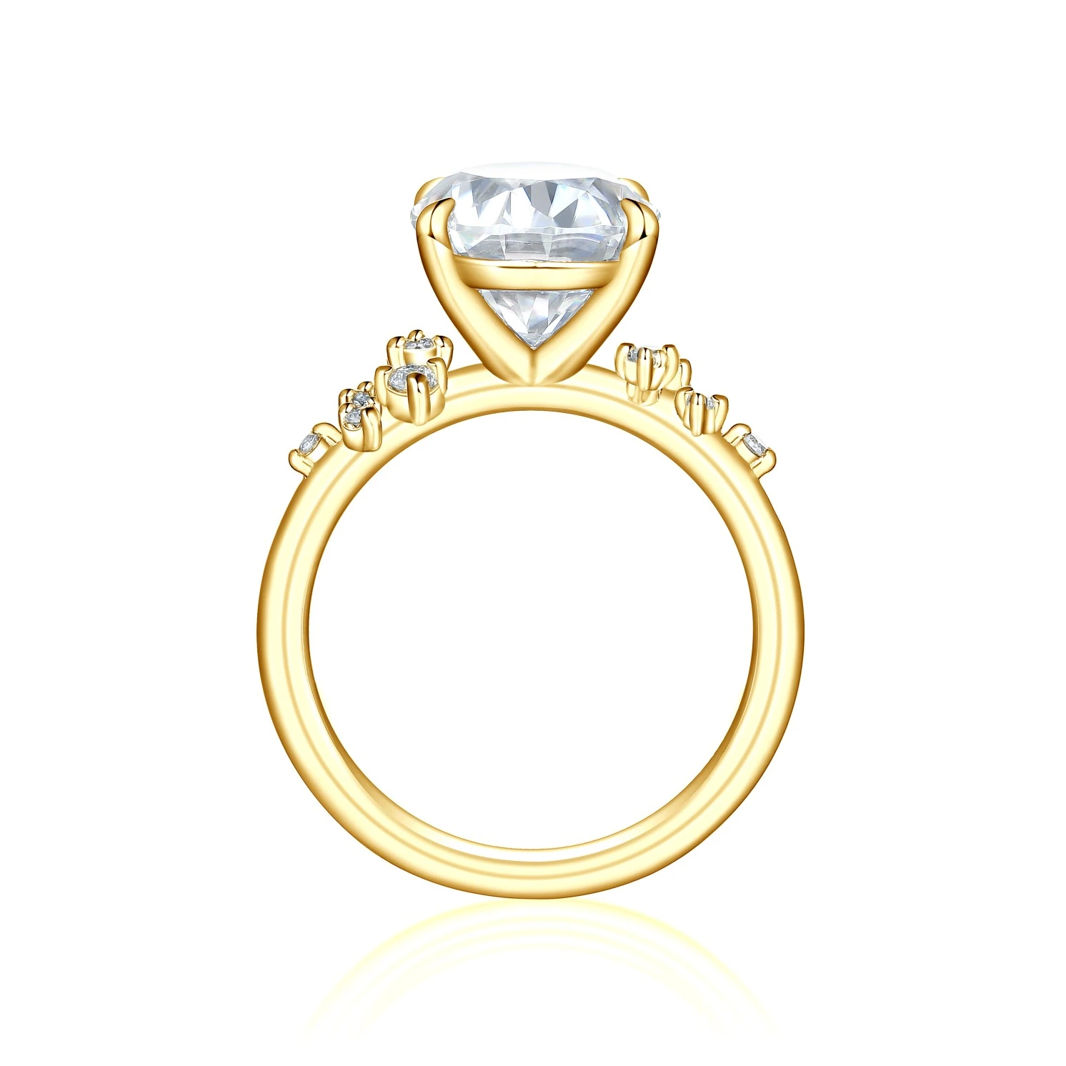 Ovaline - Moissanite Ring with Minimalistic Side Stones Ovaline - Moissanite Ring with Minimalistic Side Stones