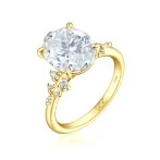 Ovaline - Moissanite Ring with Minimalistic Side Stones Ovaline - Moissanite Ring with Minimalistic Side Stones