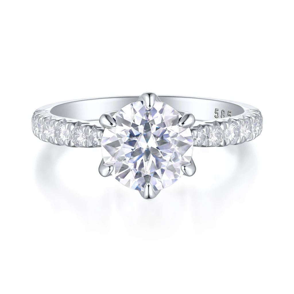 Yuliana - Moissanite Engagement Ring in Tulip Setting with Dazzling Side Stones