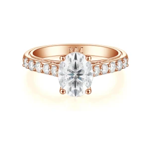 Fiorenza - Timeless Moissanite Ring with Pavé Band and Gallery Detail