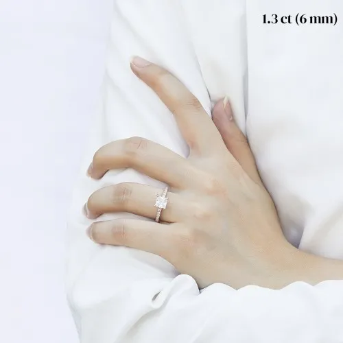 Celestia - Princess Moissanite Ring with Pavé Side Stones - lifestyle