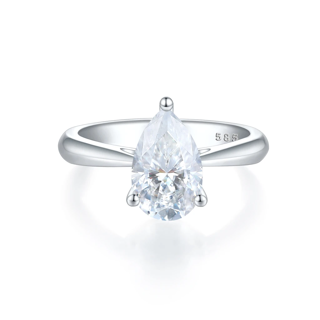 Larissa - Pear Solitaire Moissanite Ring