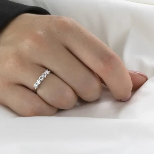 Quintella - 5 Stones Moissanite Anniversary Ring - lifestyle