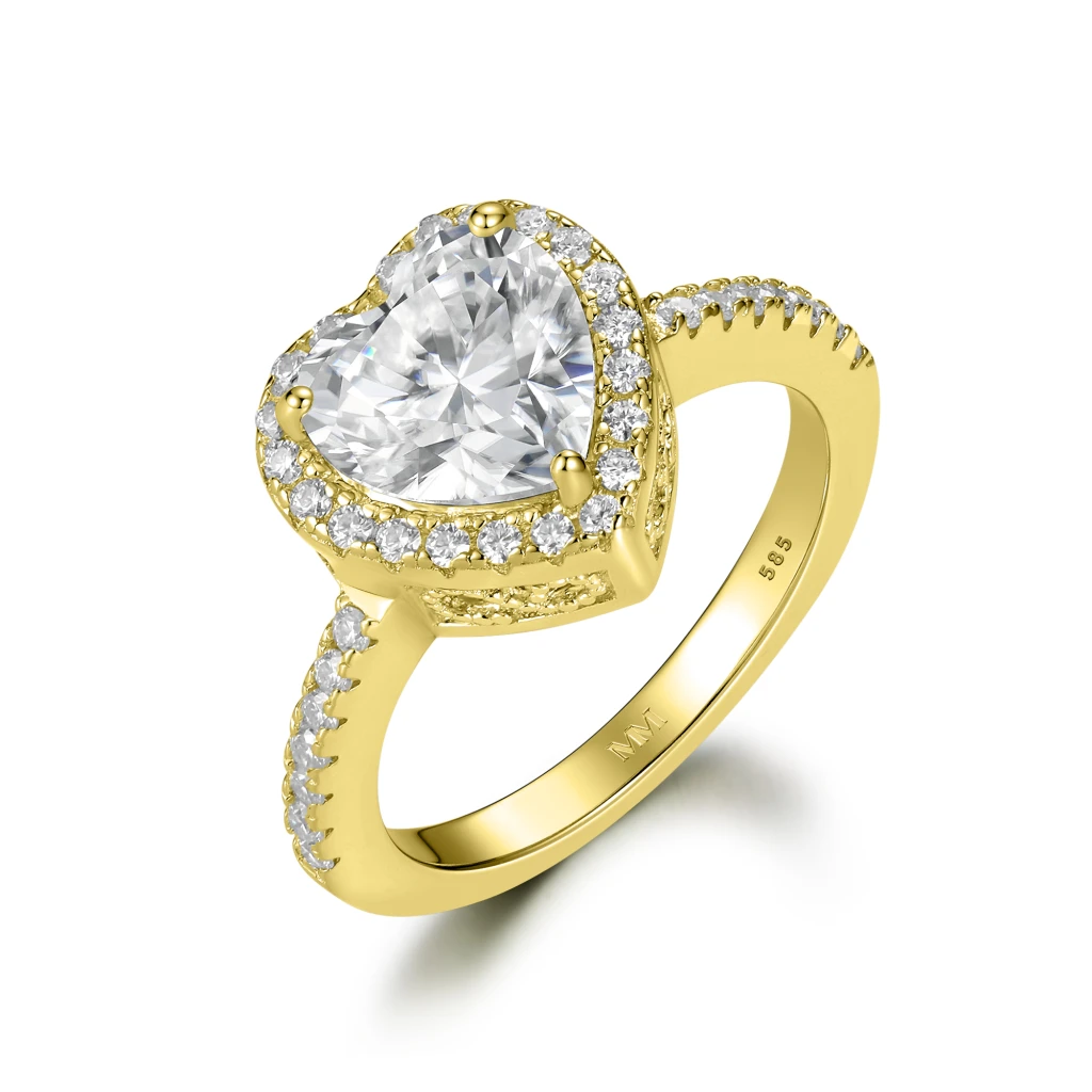 Heartshine Halo Heart Moissanite Ring With Side Stones