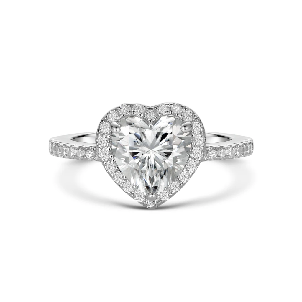 Heartshine – Heart Moissanite Ring in Halo Setting
