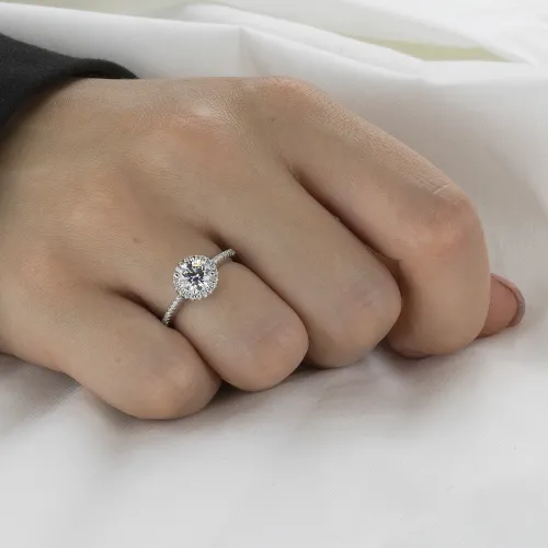 Seraphina - Moissanite Halo Engagement Ring - lifestyle