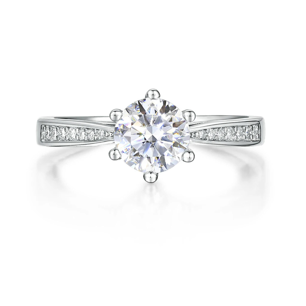 Sophia - Moissanite Engagement Ring with Pavé Side Stones