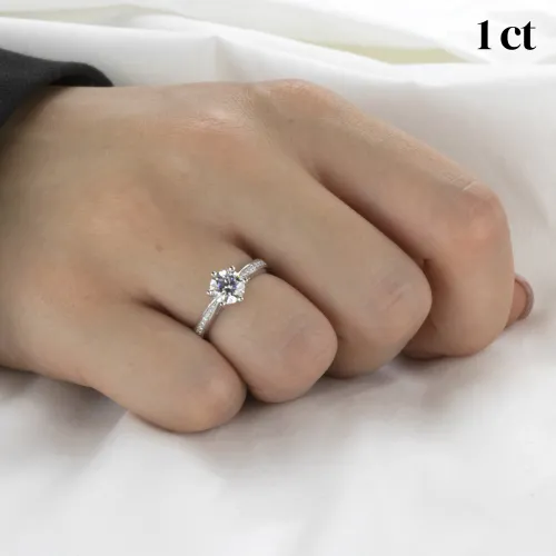 Sophia - Moissanite Engagement Ring with Pavé Side Stones - lifestyle