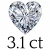 3.1 carat (9.5 mm)