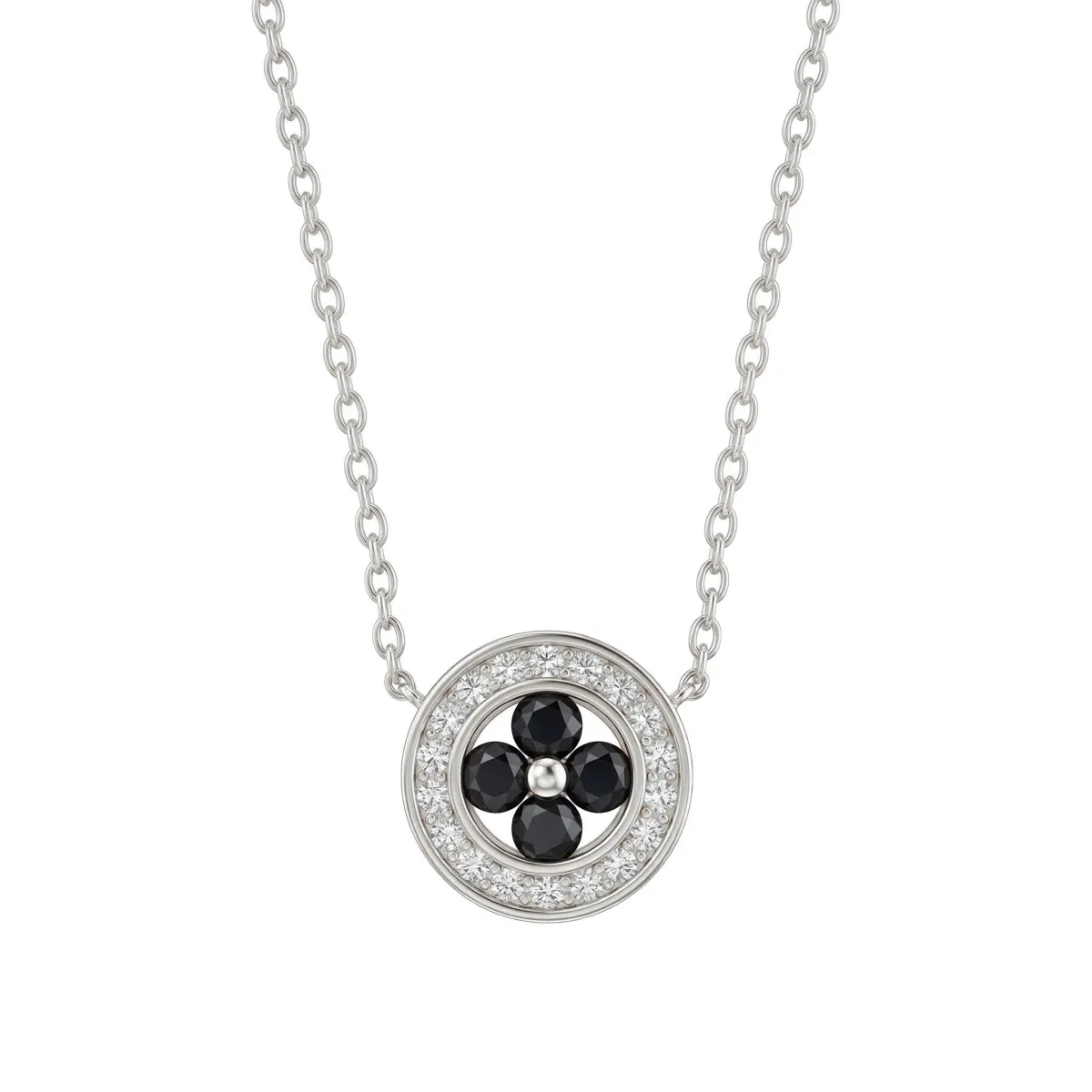 Nightfall - Black Moissanite Halo Pendant with Accented Border