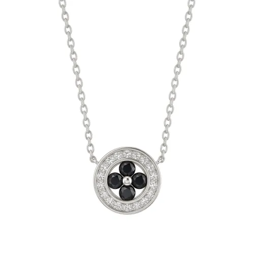 Nightfall - Black Moissanite Halo Pendant with Accented Border