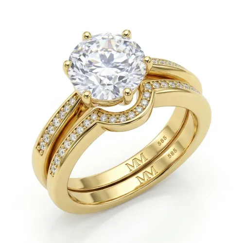 Vespera - Moissanite Bruidsset Met Pavé Accent en Split-Shank