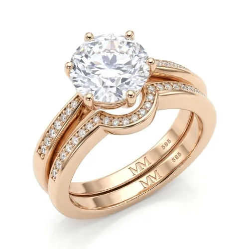 Vespera - Moissanite Bridal Set With Pavé Accents and Split Band