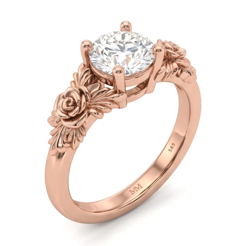 Roselle - Floral Moissanite Engagement Ring with Pavé Setting