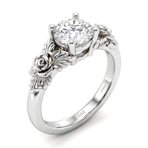 Roselle - Floral Moissanite Engagement Ring with Pavé Setting