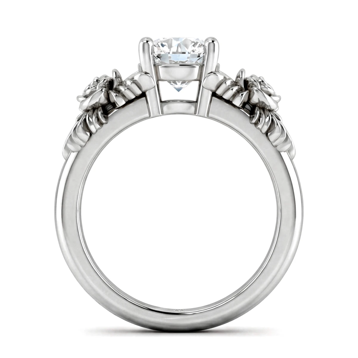 Roselle - Floral Moissanite Engagement Ring with Pavé Setting