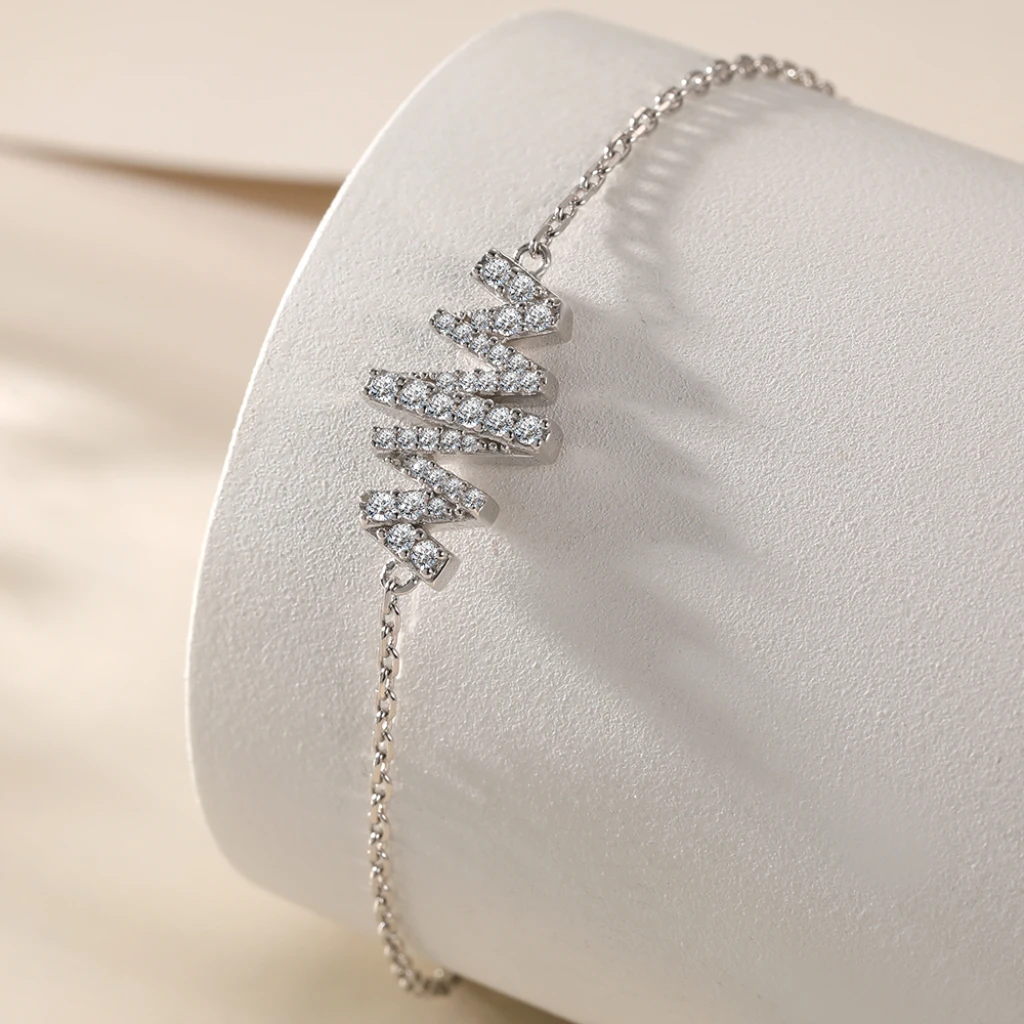 Spiralux - Adjustable Moissanite Bracelet with Pave Symbol Design