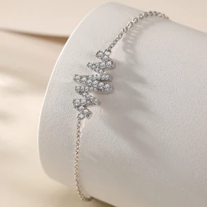 Spiralux - Adjustable Moissanite Bracelet with Pave Symbol Design