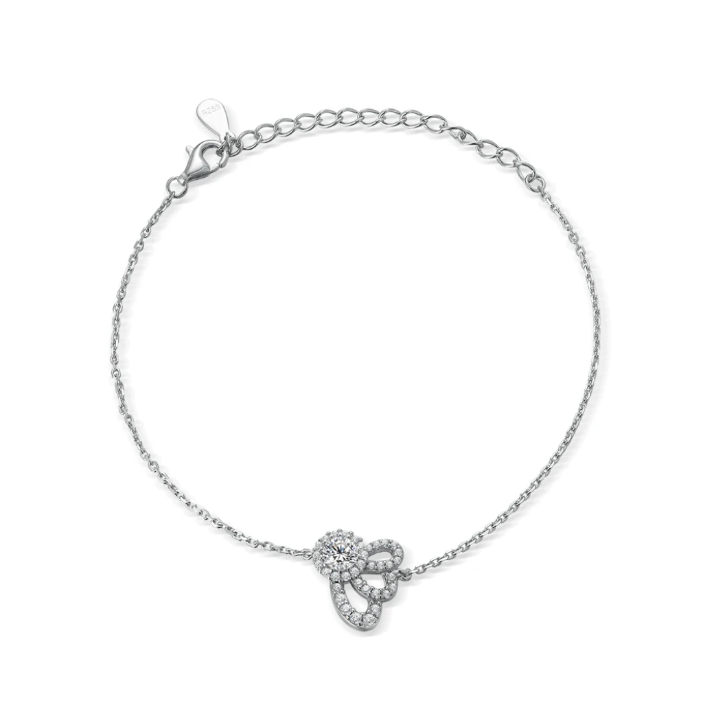 Ornella - Floral Halo Moissanite Bracelet with Adjustable Chain