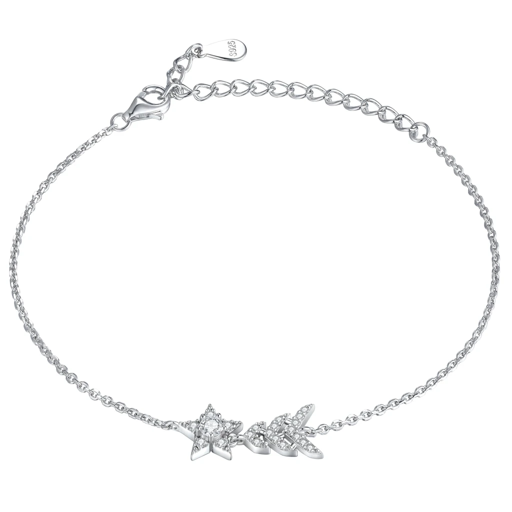 Stellaris - Adjustable Moissanite Star Charm Bracelet With Pavé Setting