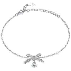 Pearlette - Pear-Shaped Moissanite Bow Bracelet With Pave Setting