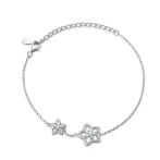 Fiorella - Adjustable Moissanite Flower Charm Bracelet with Pavé Settings