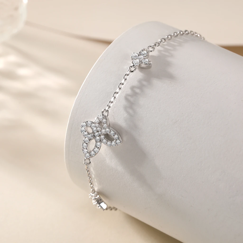 Orchidea - Marquise Moissanite Bracelet with Floral Motifs