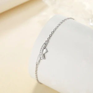 Halcyon - Moissanite Crescent Bracelet with Pavé Setting