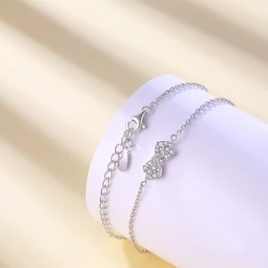 Gleamique - Moissanite Bow Motif Bracelet with Adjustable Chain