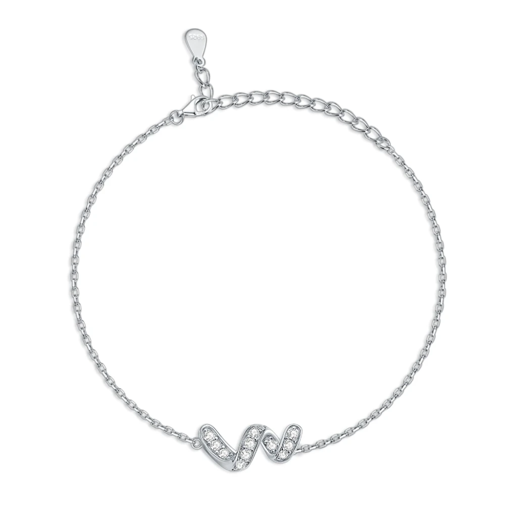 Serpentine - Moissanite Infinity Bracelet with Pave-Set Gemstones