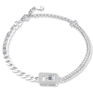Verdura - Emerald-Cut Moissanite Bracelet with Halo Design