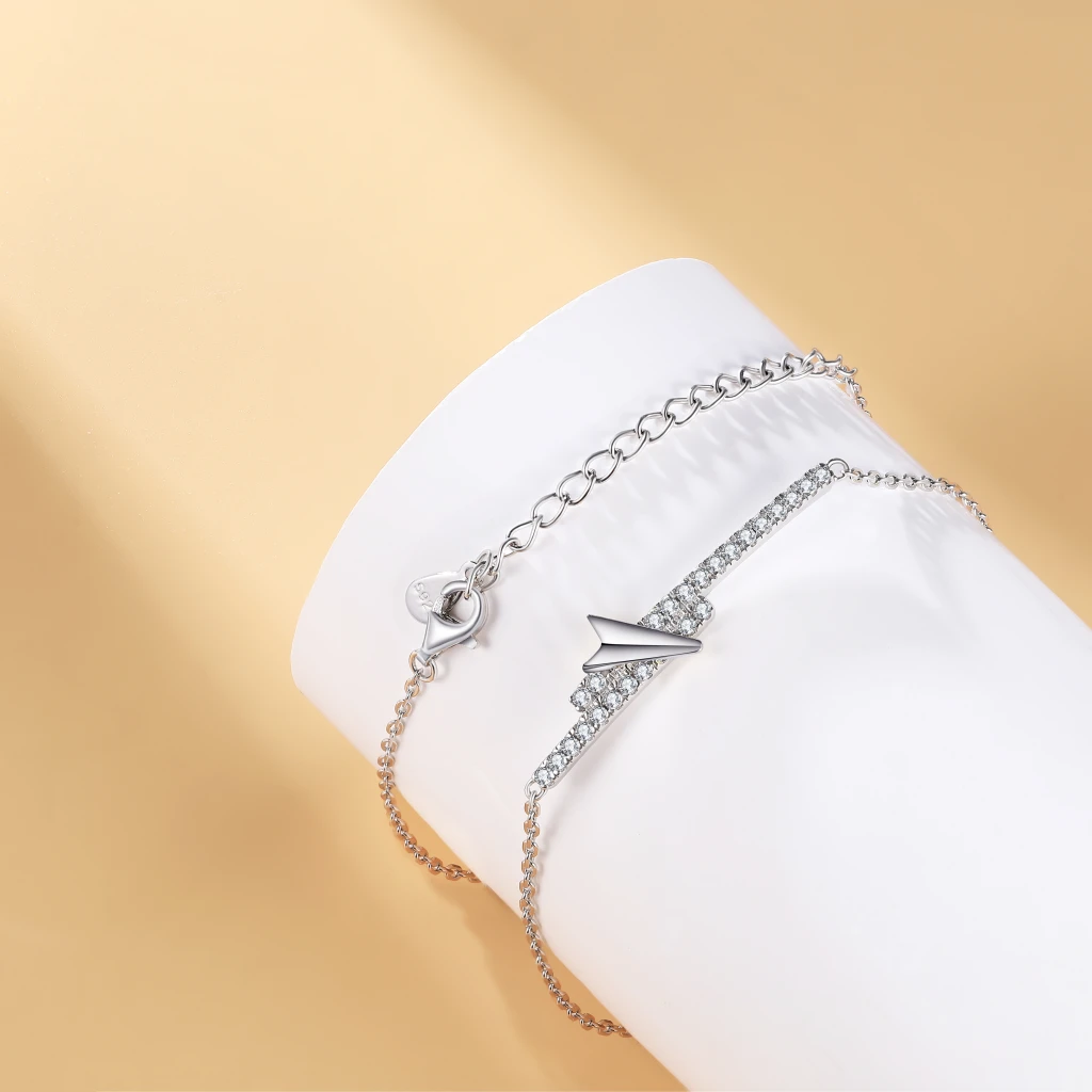 Volute - Chevron Moissanite Bracelet with Pavé Setting