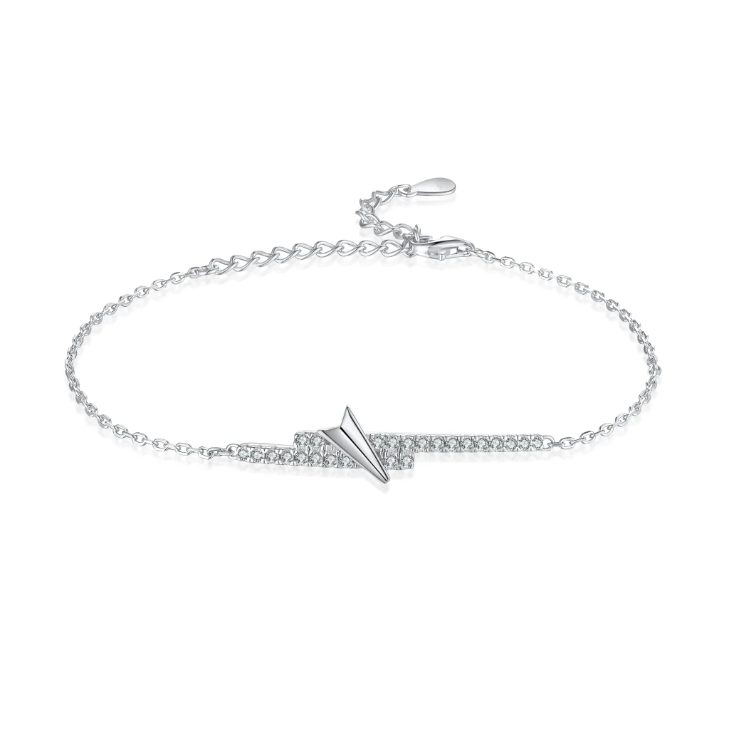 Volute - Chevron Moissanite Bracelet with Pavé Setting