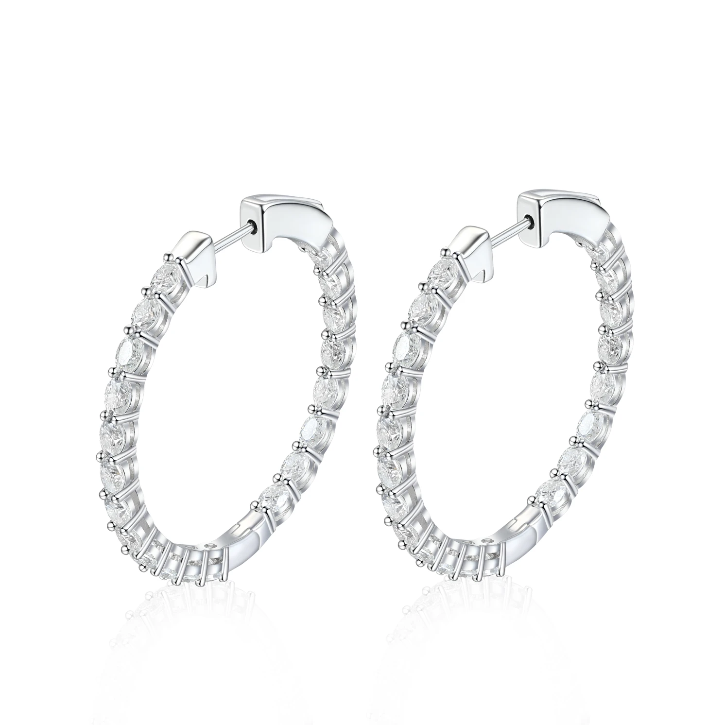 Luminette - Oval Cut Moissanite Channel Set Hoop Earrings